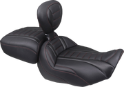 MUSTANG Deluxe Touring Solo Seat - w/ Backrest - Dark Cherry Stitch - FLT/FLH '23-'25 89401DC