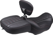MUSTANG Deluxe Touring Solo Seat - w/ Backrest - Dark Cherry Stitch - FLT/FLH '23-'25 89401DC