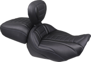 MUSTANG Deluxe Touring Solo Seat - w/ Backrest - Sky Blue Stitch - FLT/FLH '23-'25 89401SB