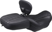 MUSTANG Deluxe Touring Solo Seat - w/ Backrest - Sky Blue Stitch - FLT/FLH '23-'25 89401SB