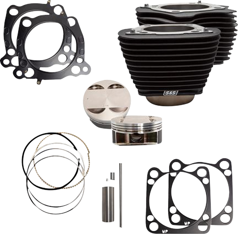 S&S CYCLE Cylinder Kit - 124" Big Bore - Wrinkle Black w/o Highlights - 107" M8 910-0681A
