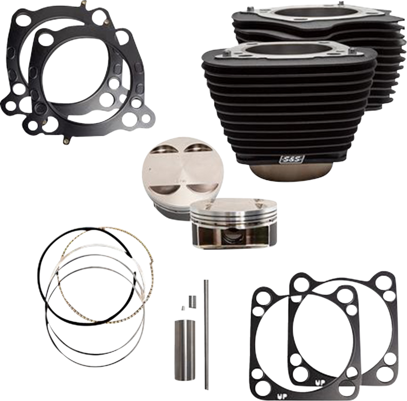 S&S CYCLE Cylinder Kit - 128" Big Bore - Wrinkle Black w/o Highlight - 114"/117" M8 910-0685A