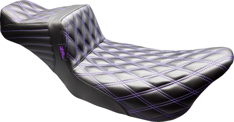 LE PERA Tailwhip Daddy Long Legs Seat - Black - Purple Double Diamond Stitch - FLT/FLH '08-'23 LK-587DLDD-PR01