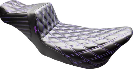 LE PERA Tailwhip Daddy Long Legs Seat - Black - Purple Double Diamond Stitch - FLT/FLH '08-'23 LK-587DLDD-PR01