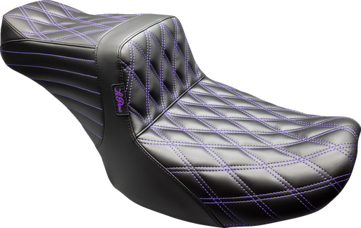 LE PERA Tailwhip Seat - Black - Double Diamond - Purple Stitch - FLT/FLH '24-'25 LV-587DD-PR01