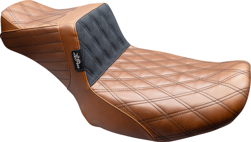 LE PERA Tailwhip Daddy Long Legs Seat - Brown - Black Double Diamond Stitch - FLT/FLH '24-'25 LV-587DLTDV01