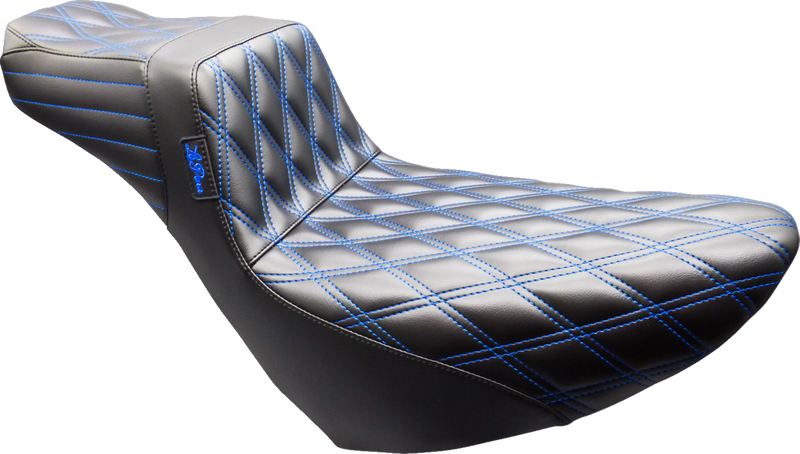 LE PERA Tailwhip Daddy Long Legs Seat - Black - Double Diamond - Blue Stitch - FL/FX '18-'25 LYR-580DLDD-BE01