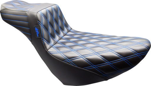 LE PERA Tailwhip Daddy Long Legs Seat - Black - Double Diamond - Blue Stitch - FL/FX '18-'25 LYR-580DLDD-BE01
