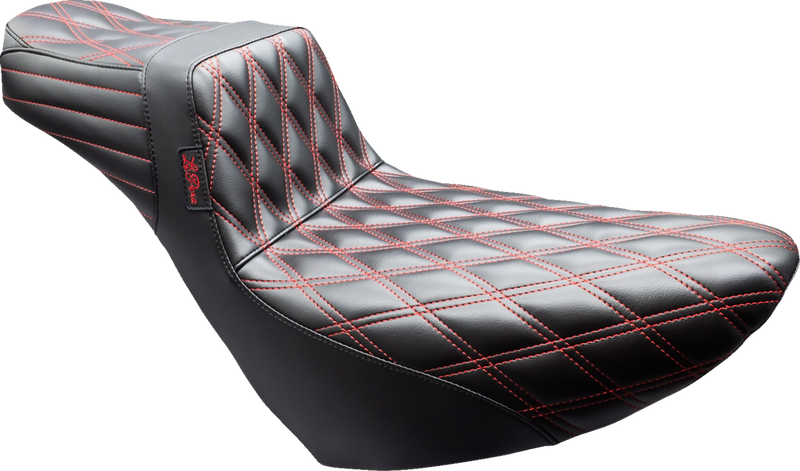 LE PERA Tailwhip Daddy Long Legs Seat - Black - Double Diamond - Red Stitch - FL/FX '18-'25 LYR-580DLDD-R01