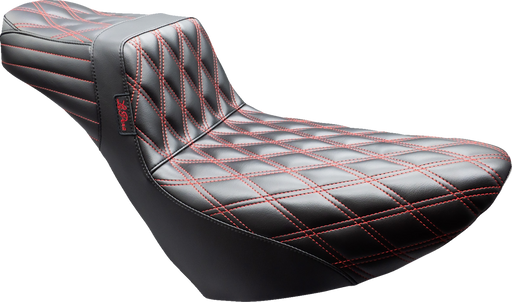 LE PERA Tailwhip Daddy Long Legs Seat - Black - Double Diamond - Red Stitch - FL/FX '18-'25 LYR-580DLDD-R01