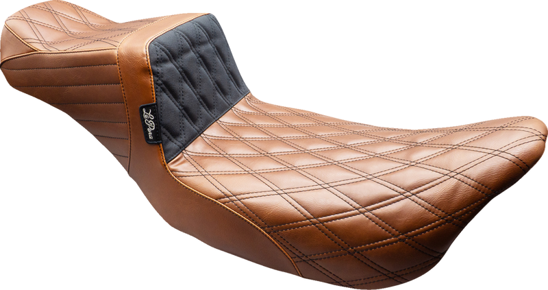 LE PERA Tailwhip Daddy Long Legs Seat - Brown - Black Double Diamond Stitch - FLT/FLH '08-'23 LK-587DLTDV01