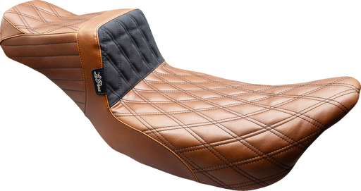 LE PERA Tailwhip Daddy Long Legs Seat - Brown - Black Double Diamond Stitch - FLT/FLH '08-'23 LK-587DLTDV01