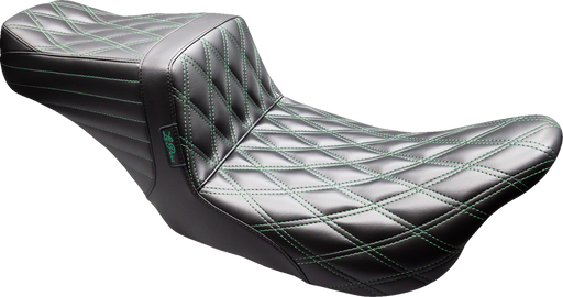 LE PERA Tailwhip Seat - Black - Double Diamond - Green Stitch - FLT/FLH '08-'23 LK-587DD-GN08