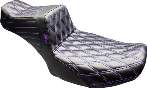 LE PERA Tailwhip Daddy Long Legs Seat - Black - Purple Double Diamond Stitch - FLT/FLH '24-'25 LV-587DLDD-PR01