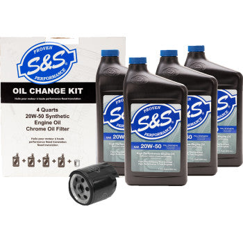 S&S CYCLE Oil Change Kit - Black Filter - '84-'99 Big Twin/'86-'22 Sportster - 4 US quarts - 218941