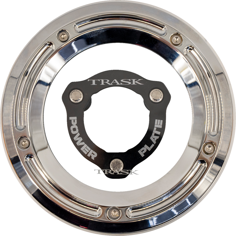 TRASK Derby Cover with Power Plate - Chrome/Black - Kit - '17-'25 Harley-Davidson TM-0051-CH-BK