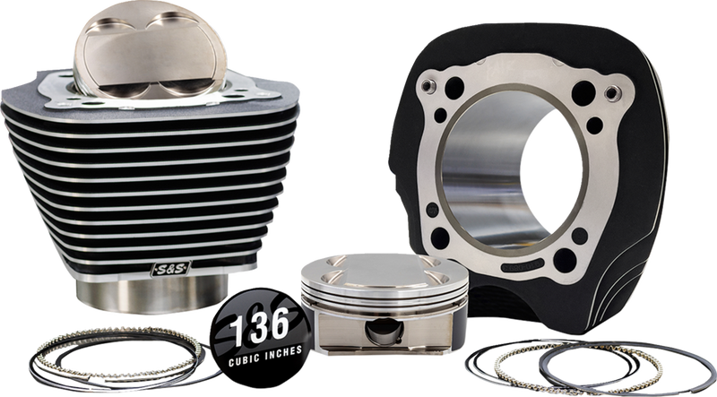 S&S CYCLE 132" High Compression | 136" Big Bore Kit - 4.320" Bore - Black w/o Highlighted Fins - M8 910-1009A