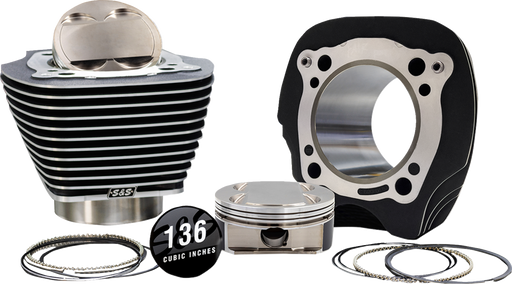 S&S CYCLE 132" High Compression | 136" Big Bore Kit - 4.320" Bore - Black Granite w/Highlighted Fins - M8 910-1010A
