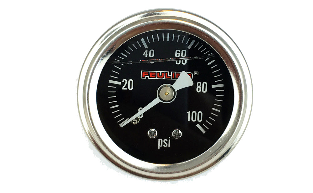 FEULING OIL PUMP CORP. Oil Pressure Gauge - 1.5" Dial - Back Port - Black Face 9043