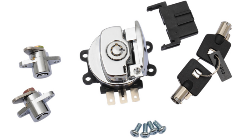 DRAG SPECIALTIES Side Hinge Ignition Switch with Saddlebag Lock - Harley-Davidson 1999-2013 - Chrome E21-0209/45 - PartsOutlet.com.au
