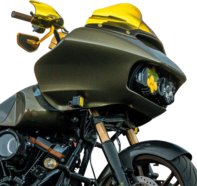 KLOCK WERKS Flare? Handguards - Harley-Davidson Cable Clutch - Yellow KWS-01-0131-CC