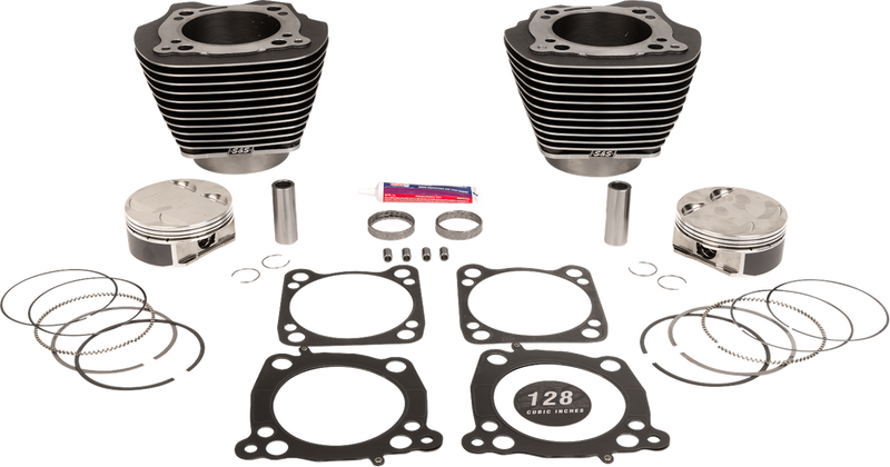 S&S CYCLE Cylinder Kit - 128" Big Bore - Black Granite w/Highlights - 114"/117" M8 910-0733A