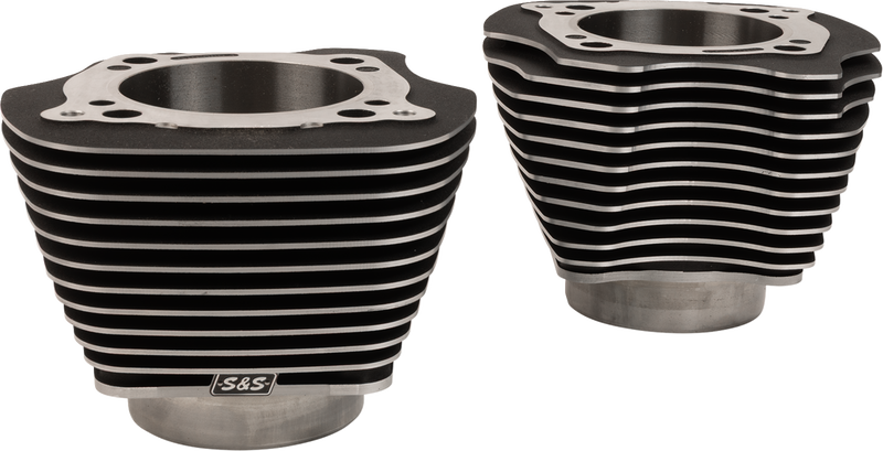 S&S CYCLE Cylinder Set - 4.320" Bore - Unhoned - Black w/Highlighted Fins - M8 910-1005A