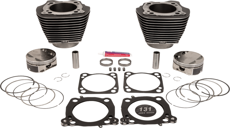 S&S CYCLE Cylinder Kit - 131" Stroker Cylinder - Black Granite w/Highlights - M8 910-0764A