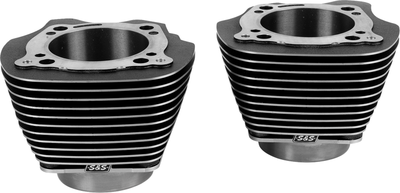 S&S CYCLE Cylinder Set - 4.320" Bore - Unhoned - Black Granite w/Highlighted Fins - M8 910-1007A