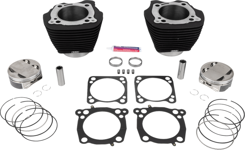 S&S CYCLE 136" Cylinder Kit - 4.625" Stroke - Wrinkle Black w/o Highlighted Fins - M8 910-0849A
