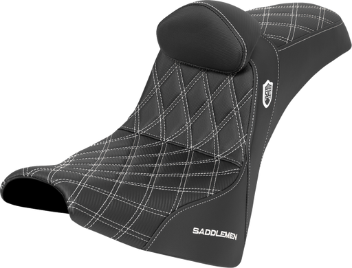 SADDLEMEN Pro Series SDC Performance Seat - w/ Backrest - White Stitch - Gripper - FXBB/FXST '18-'25 SC81830DB6