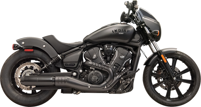BASSANI XHAUST 4" Slip-On Muffler with Billet End Cap - Black - Scout 8S37B
