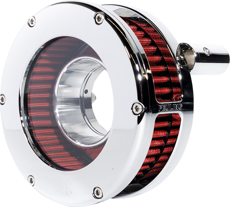 FEULING PARTS BA Slim Air Cleaner Kit - Chrome/Clear - Red Filter - '93-'99 EVO Big Twin 5468-S