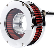 FEULING PARTS BA Slim Air Cleaner Kit - Chrome/Clear - Red Filter - '08-'17 Twin Cam 5458-S