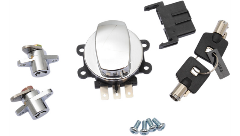 DRAG SPECIALTIES Side Hinge Ignition Switch with Saddlebag Lock - Harley-Davidson 1999-2013 - Chrome E21-0209/45 - PartsOutlet.com.au