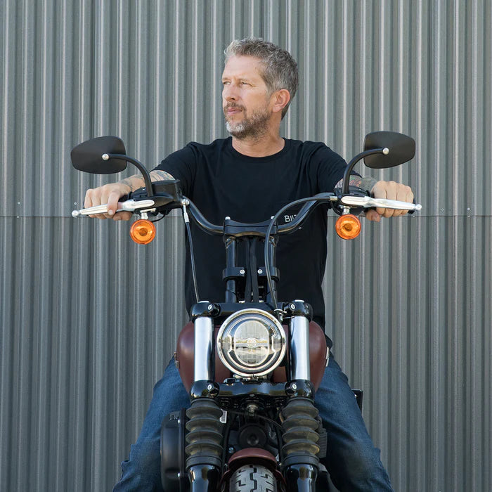 BILTWELL Handlebar - Tracker High - TBW & Slotted - Black 6009-2017 - PartsOutlet.com.au