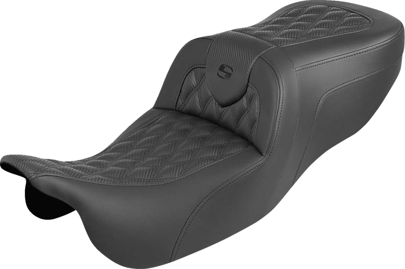 SADDLEMEN Roadsofa™ Seat - Without Backrest - Carbon Fiber - Lattice Stitch - FLRT/FLTRT 815-07-20600