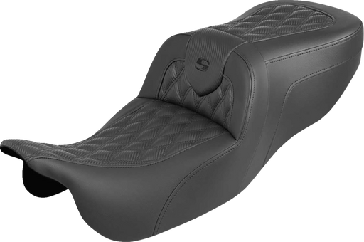 SADDLEMEN Roadsofa™ Seat - Without Backrest - Carbon Fiber - Lattice Stitch - FLRT/FLTRT 815-07-20600