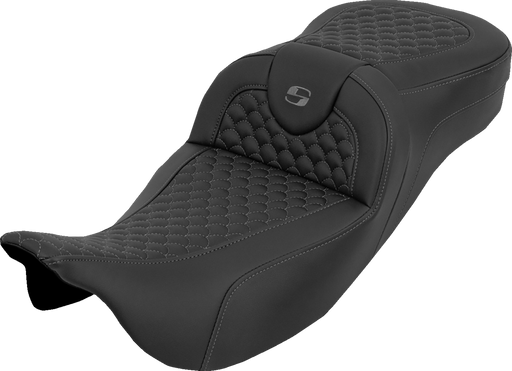 SADDLEMEN Extended Reach RoadSofa™ Seat - Dragon Scale - w/o Backrest - Gray Stitch - FLH/FLT '08-'25 808-07B-20902