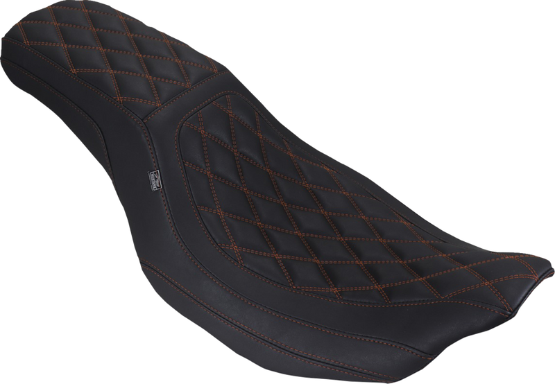 MUSTANG Low Squareback Seat - Double Diamond - Mandarin Orange Stitch - FLH/FLT '23-'25 88514 MO