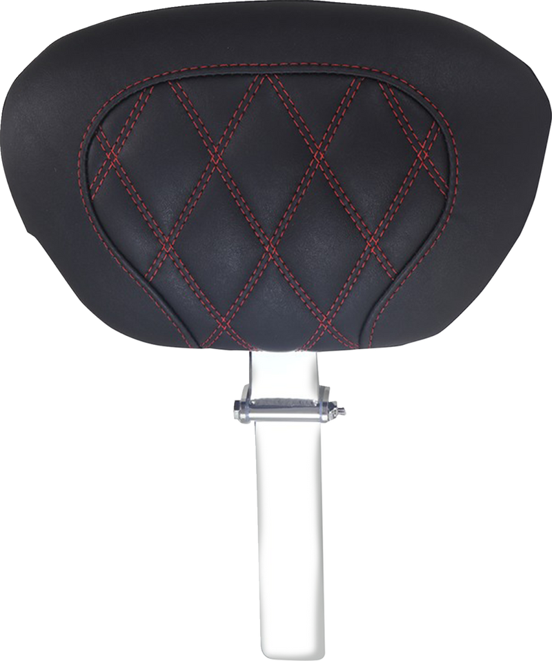 MUSTANG Driver Backrest - Double Diamond - American Beauty Stitch - FLH/FLT '08-'25 89539AB