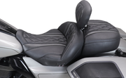 MUSTANG Heated Super Touring One Piece 2-Up Seat - Deluxe Diamond - Black Stitch - FLT/FLH '23-'25 89410
