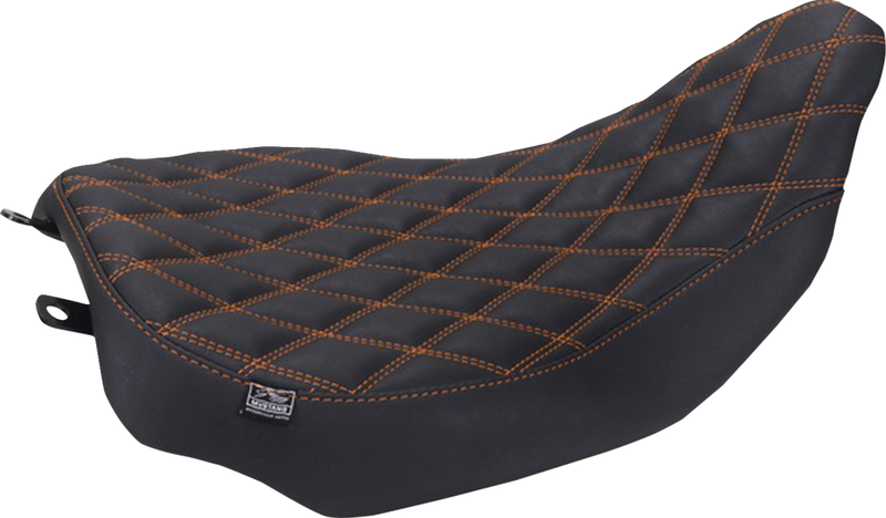 MUSTANG Runaround™ Solo Seat - Double Diamond - Mandarin Orange Stitch - FLT/FLH '23-'25 88020MO