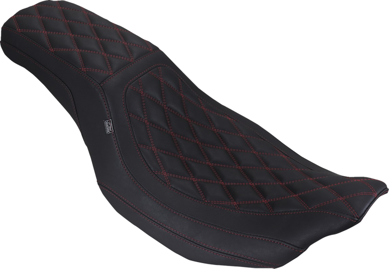 MUSTANG Low Squareback Seat - Double Diamond - Dark Cherry Stitch - FLH/FLT '23-'25 88514 DC