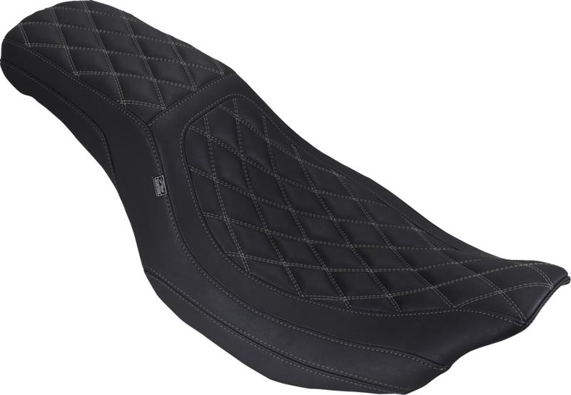 MUSTANG Low Squareback Seat - Double Diamond - Gun Metal Gray Stitch - FLH/FLT '23-'25 88514GM