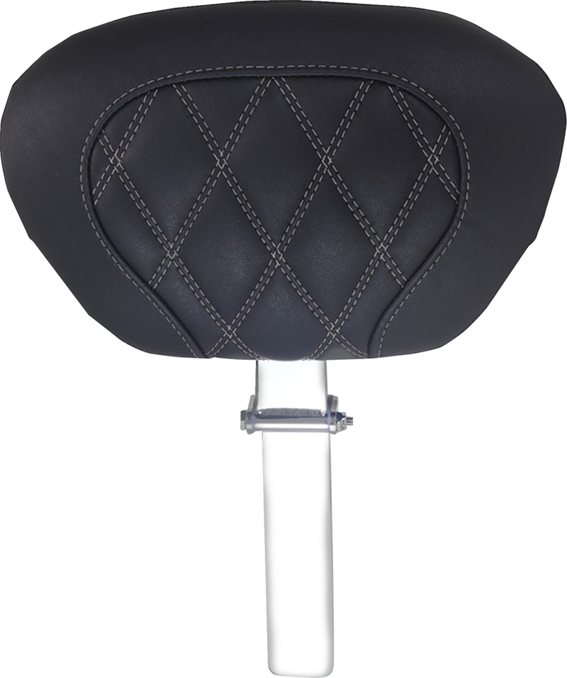 MUSTANG Driver Backrest - Double Diamond - Gun Metal Stitch - FLH/FLT '08-'25 89539GM