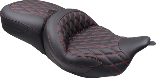 MUSTANG Super Touring Seat - Double Diamond - American Beauty Red Stitch FLH/FLT '08-'25 89538AB