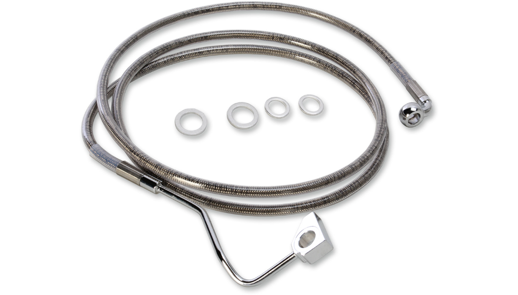 DRAG SPECIALTIES Brake Line - Front - +4" - Harley-Davidson 2015-2022 - Stainless Steel 615220-4