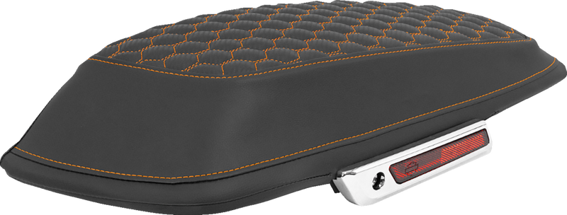 SADDLEMEN Saddlebag Lid Covers - Honeycomb - Orange Stitch - FLT/FLH '14-'25 L870-14-19003
