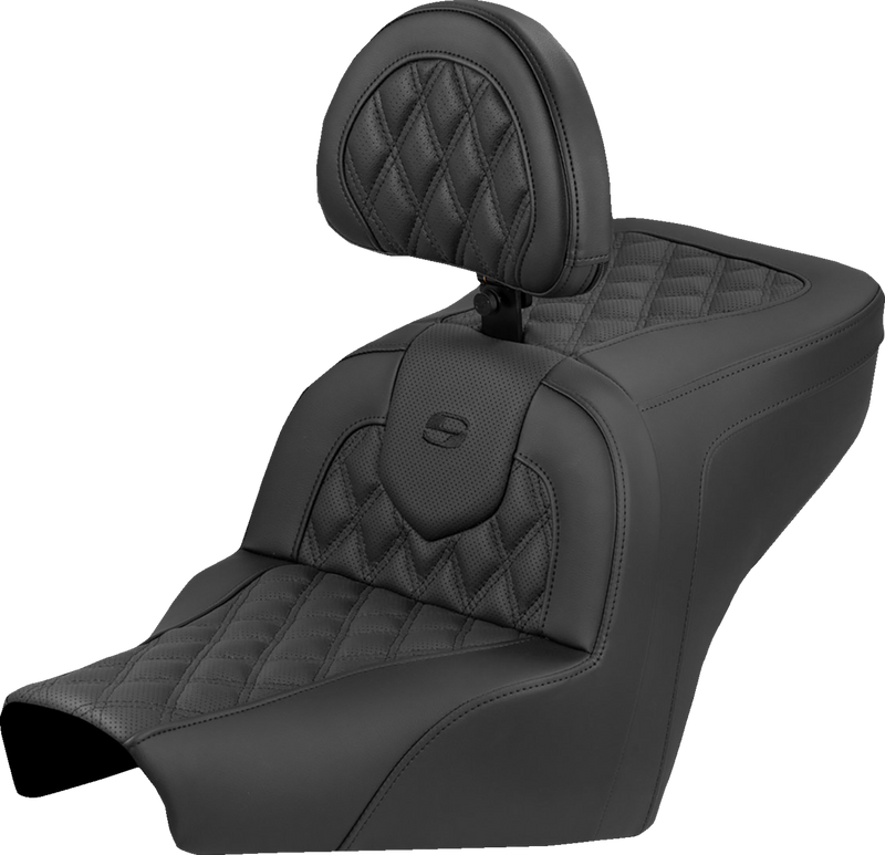 SADDLEMEN Roadsofa™ Seat - Lattice Stitch - With Backrest - BMW R18 '22-'25 B22-07-182BR